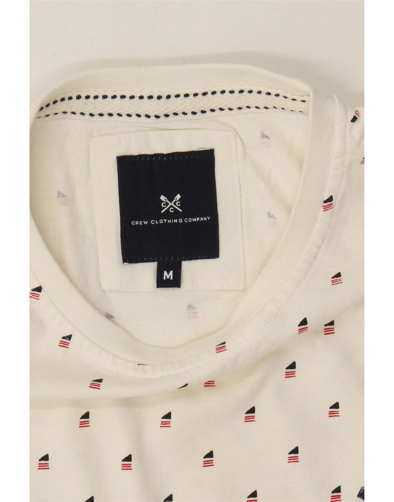 CREW CLOTHING Mens Abstract Pattern T-Shirt Top Medium White Cotton Vintage Crew Clothing and Second-Hand Crew Clothing from Messina Hembry 