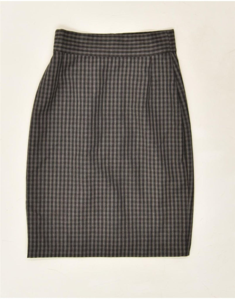 SPORTMAX Womens Pencil Skirt UK 12 Medium W28 Grey Gingham Virgin Wool | Vintage Sportmax | Thrift | Second-Hand Sportmax | Used Clothing | Messina Hembry 