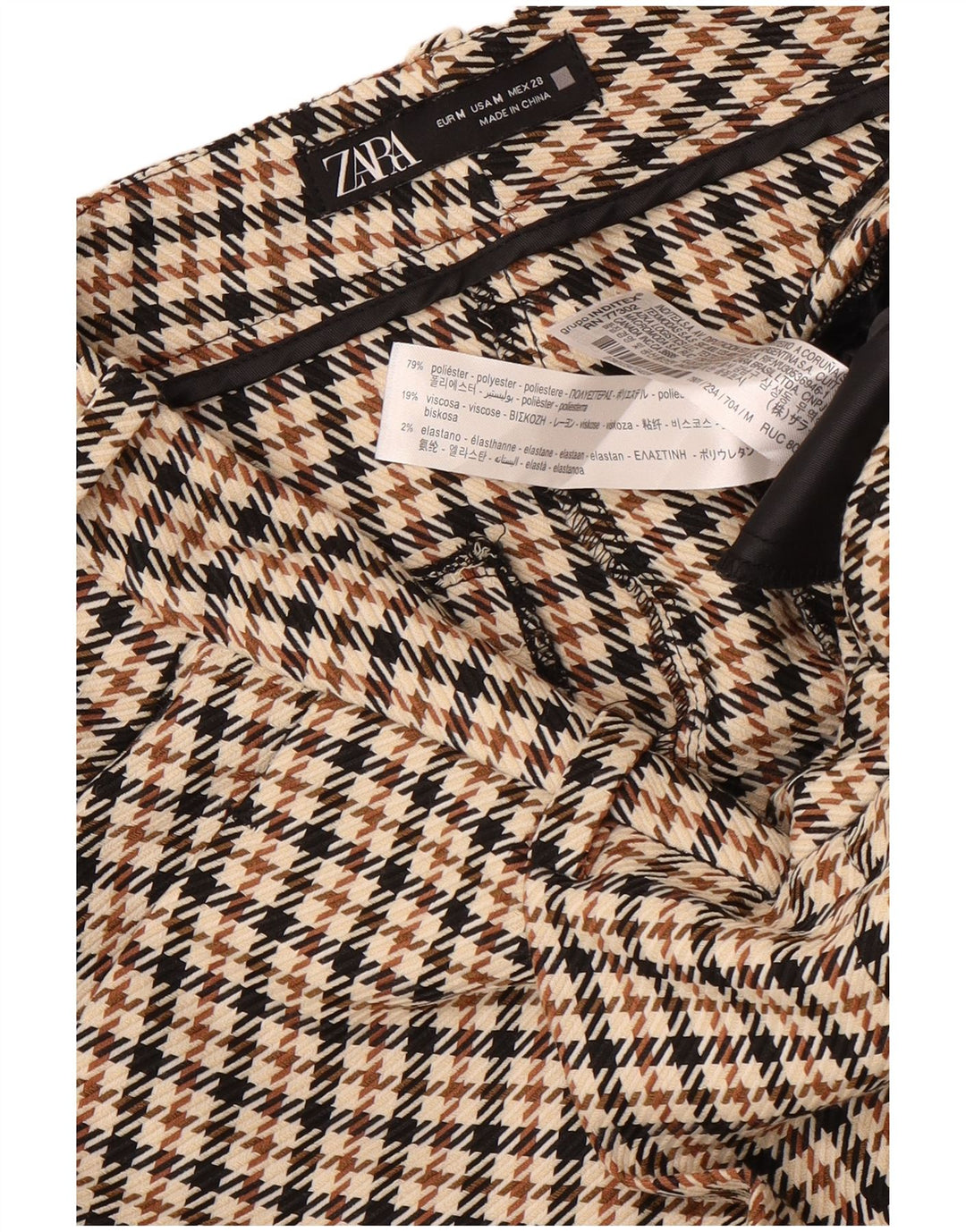 Zara Womens Pegged Chino Shorts Medium W28 Brown Houndstooth Polyester