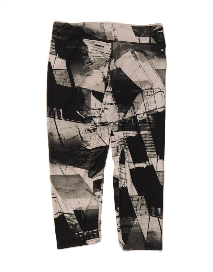 ADIDAS Womens Climalite Capri Leggings UK 10 Small Black Geometric Vintage Adidas and Second-Hand Adidas from Messina Hembry 
