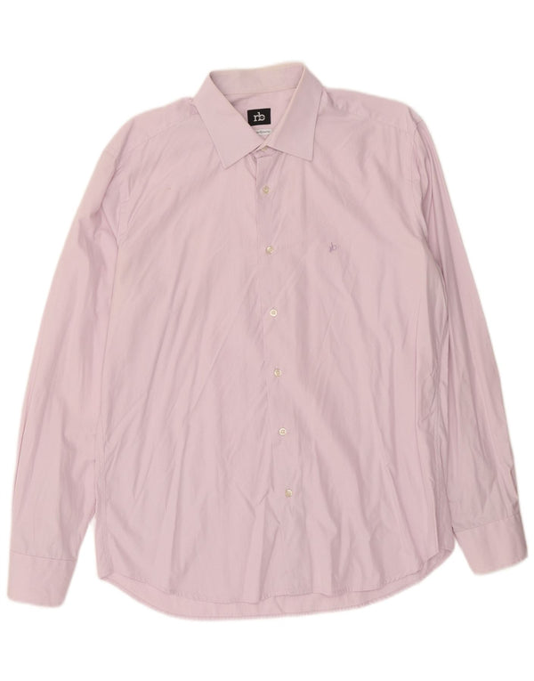 Roccobarocco Mens Shirt Size 42 16 1/2 Large Purple Cotton