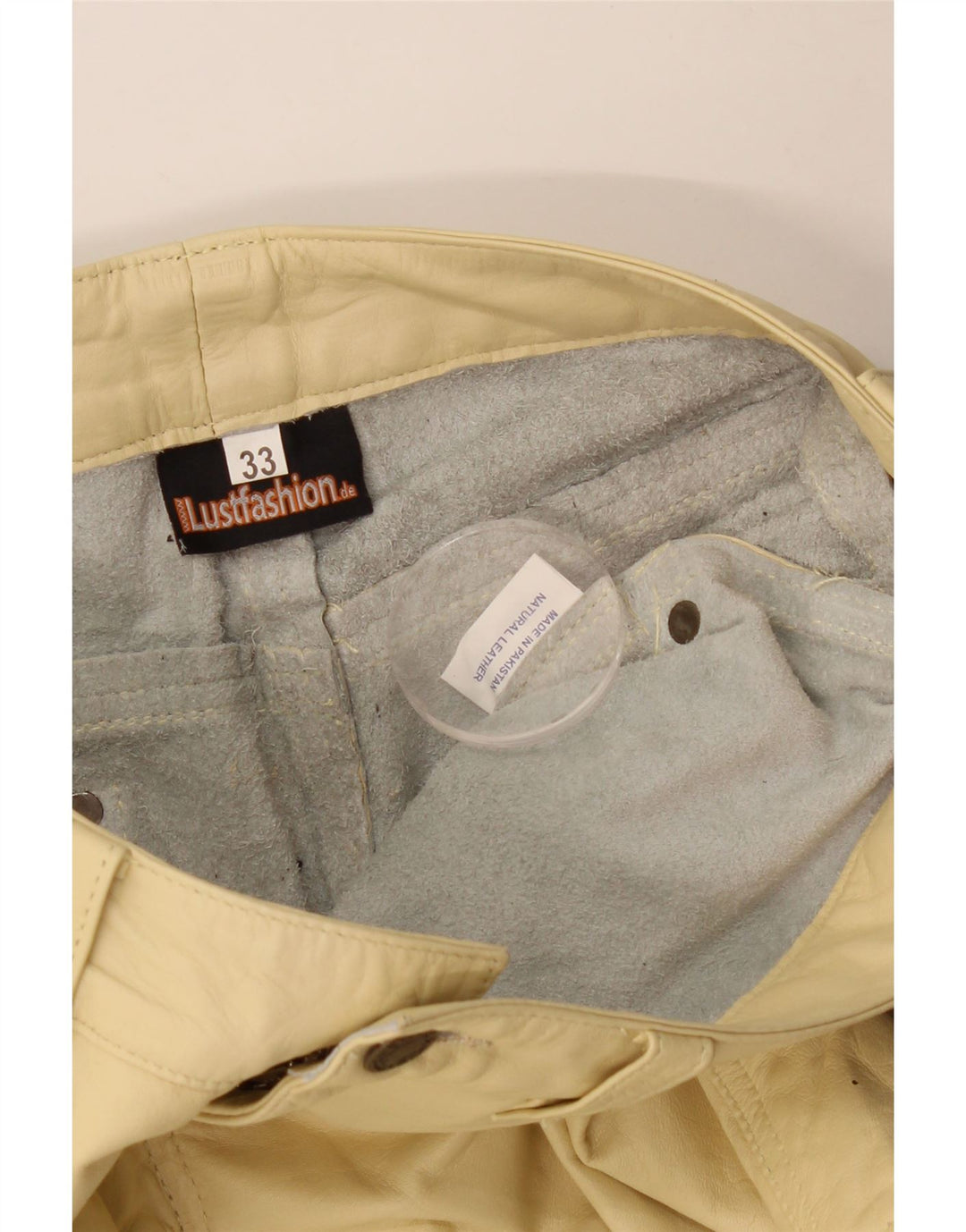 Vintage Womens Leather Casual Shorts W33 Large Yellow Leather
