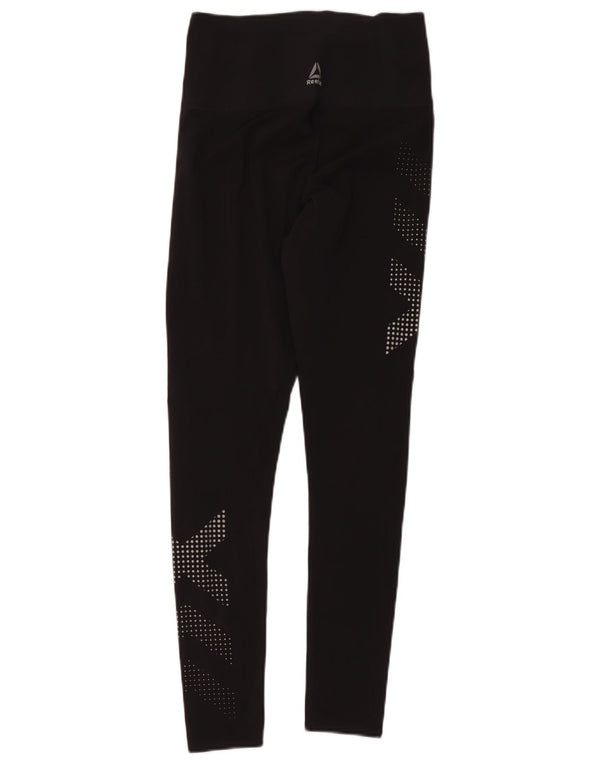 Reebok Womens Graphic Leggings UK 10 Small  Black