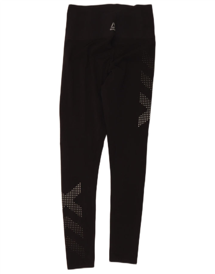 Reebok Womens Graphic Leggings UK 10 Small  Black