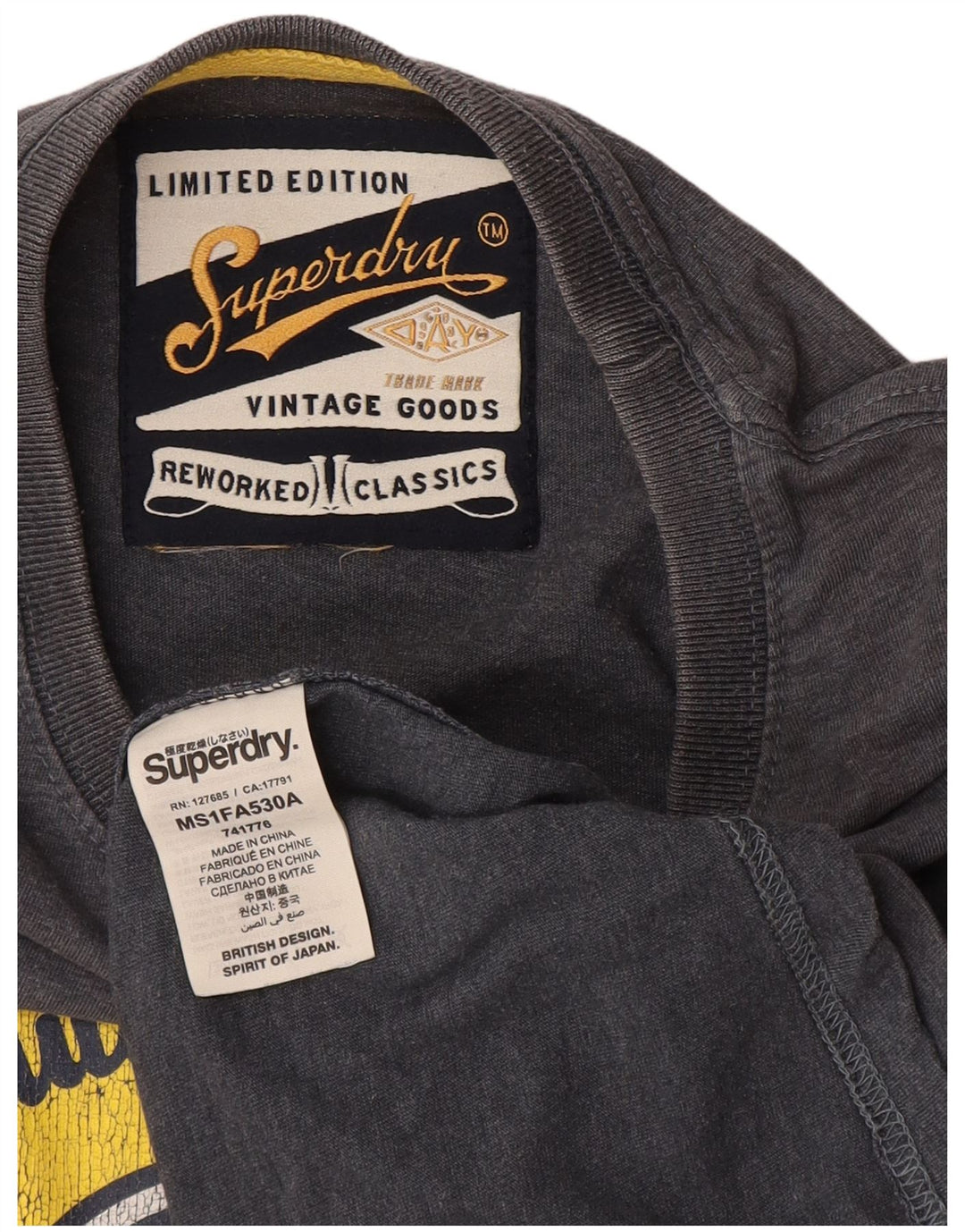 Superdry Mens Graphic T-Shirt Top Medium Grey Cotton