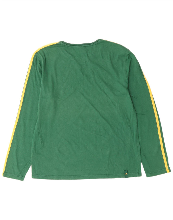 ADIDAS Mens Top Long Sleeve UK 40/42 Medium Green Cotton