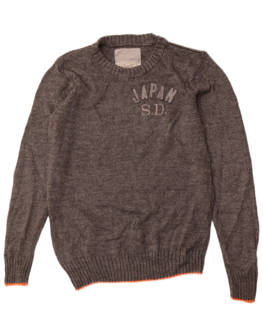 Superdry Mens Graphic Crew Neck Jumper Sweater Large Grey Acrylic