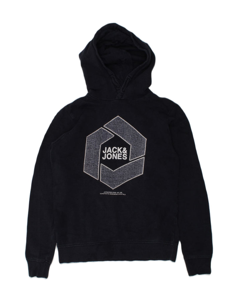 JACK & JONES Boys Graphic Hoodie Jumper 15-16 Years Navy Blue Cotton | Vintage Jack & Jones | Thrift | Second-Hand Jack & Jones | Used Clothing | Messina Hembry 