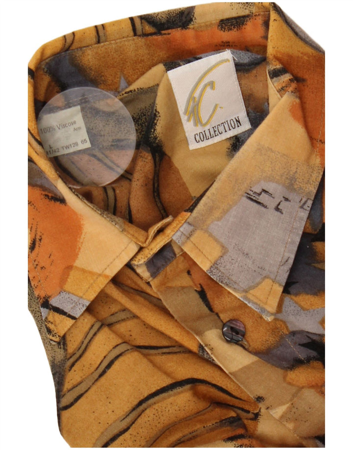 VINTAGE Mens Abstract Pattern Shirt Size 41/42 Large Brown Viscose