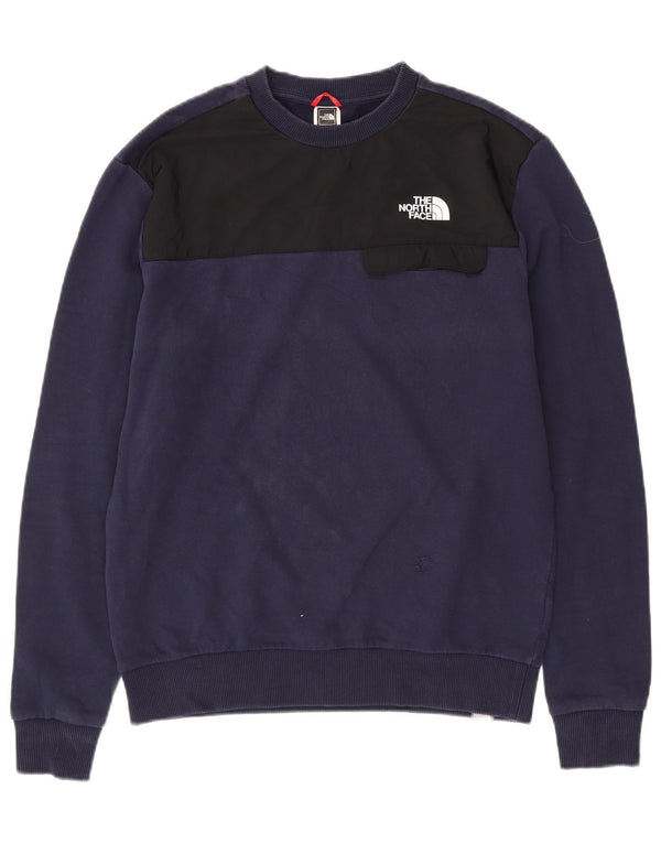THE NORTH FACE Mens Sweatshirt Jumper Medium Navy Blue Colourblock Cotton