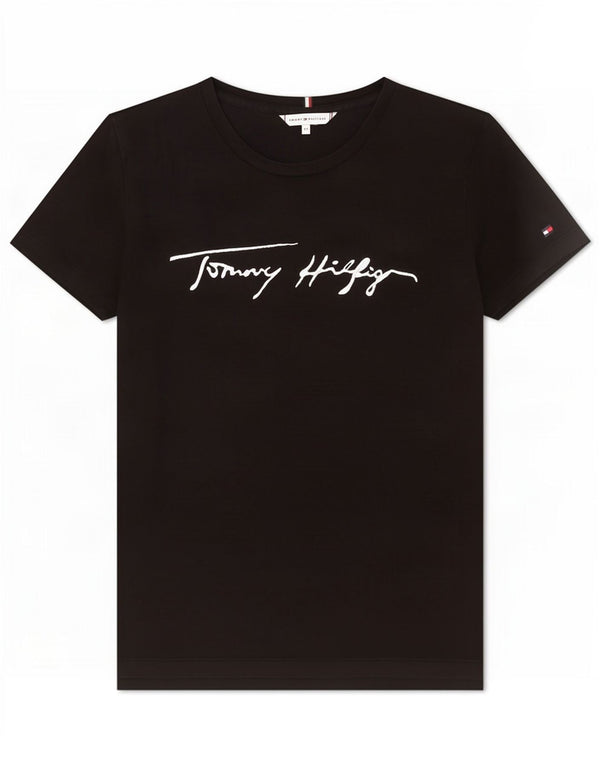 Tommy Hilfiger Womens Graphic T-Shirt Top UK 6 XS Black
