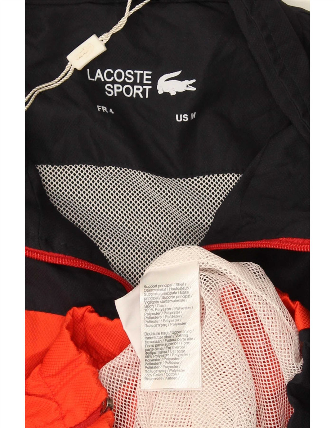 Lacoste Mens Graphic Tracksuit Top Jacket Size 4 Medium Black Colourblock