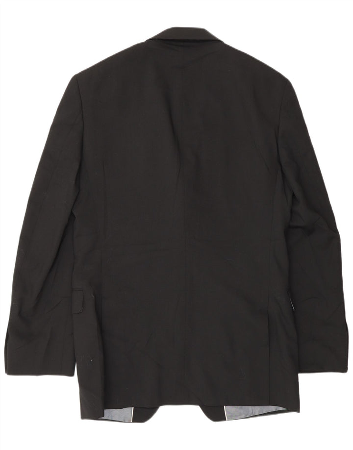 Marks & Spencer Mens Longline 2 Button Blazer Jacket UK 36 Small Black Wool