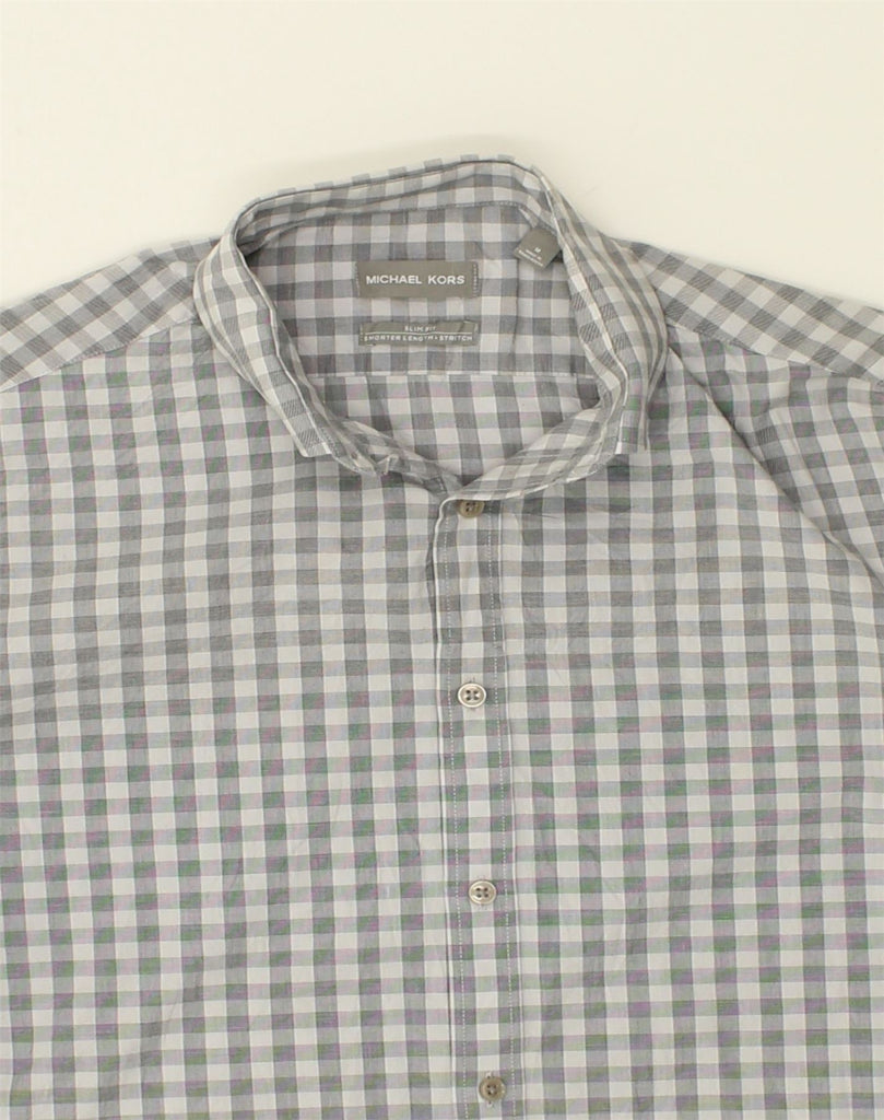 MICHAEL KORS Mens Slim Fit Shirt Medium Grey Check Cotton | Vintage Michael Kors | Thrift | Second-Hand Michael Kors | Used Clothing | Messina Hembry 