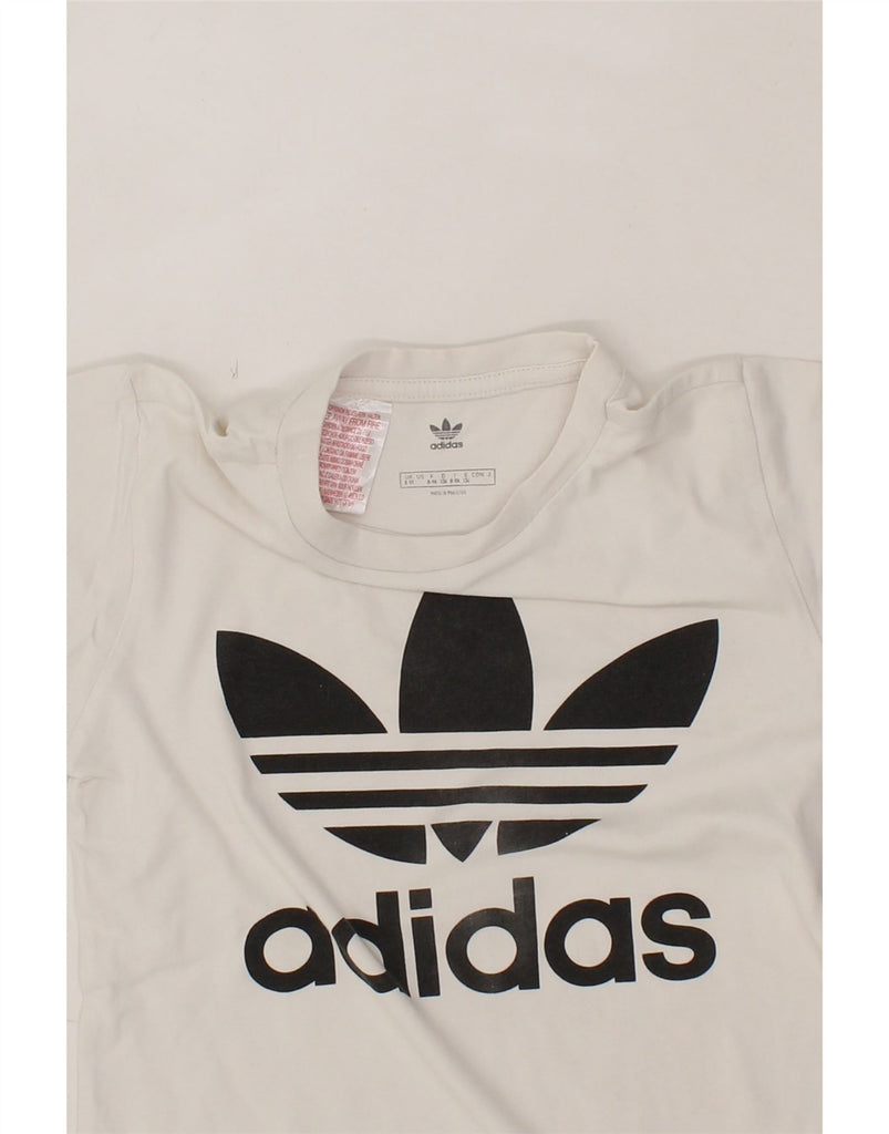 ADIDAS Boys Graphic T-Shirt Top 8-9 Years White Cotton Vintage Adidas and Second-Hand Adidas from Messina Hembry 