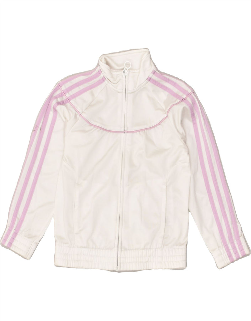 ADIDAS Girls Tracksuit Top Jacket 5-6 Years White Polyester | Vintage Adidas | Thrift | Second-Hand Adidas | Used Clothing | Messina Hembry 