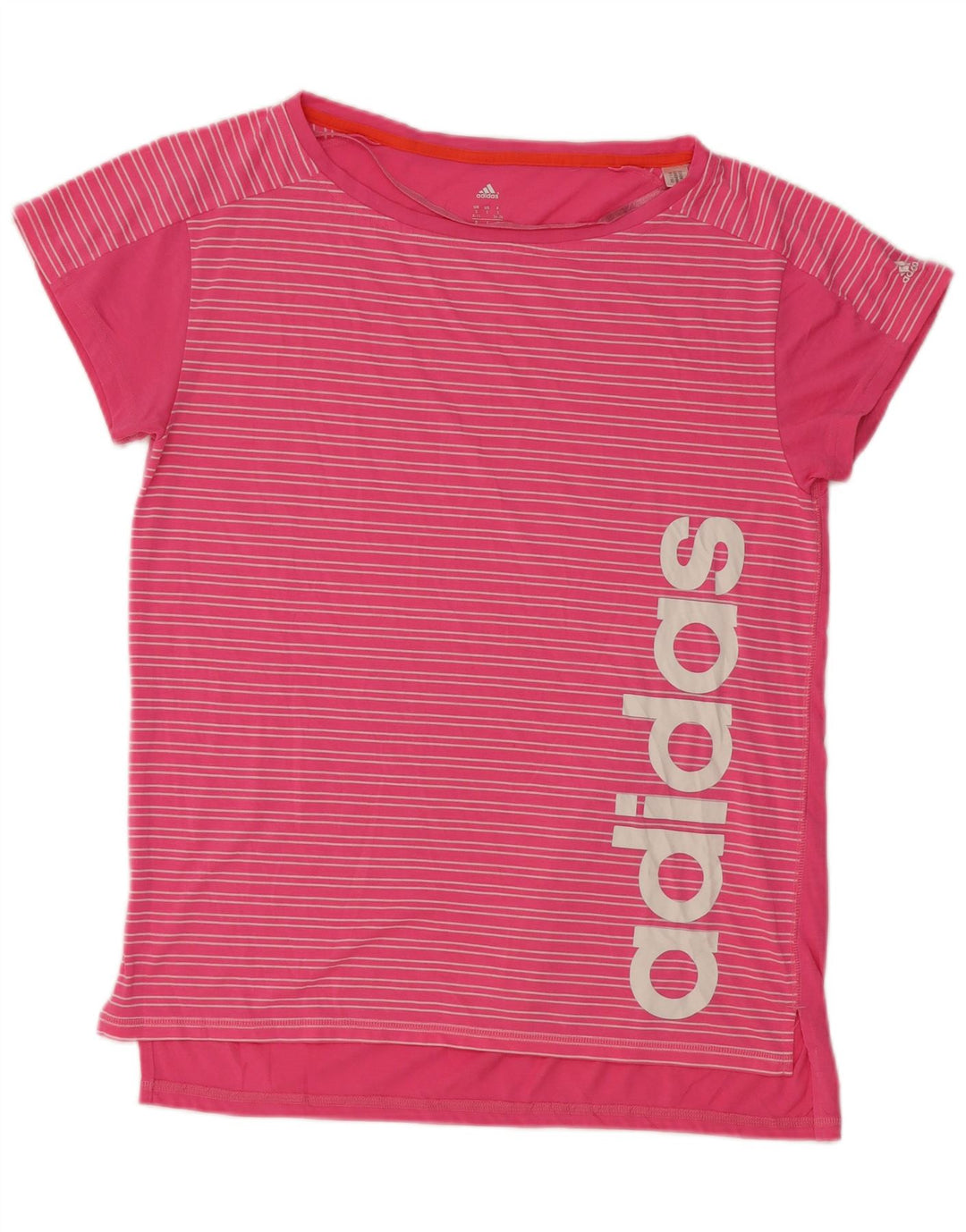 Adidas Womens Oversized Graphic T-Shirt Top UK 8/10 Small Pink Striped
