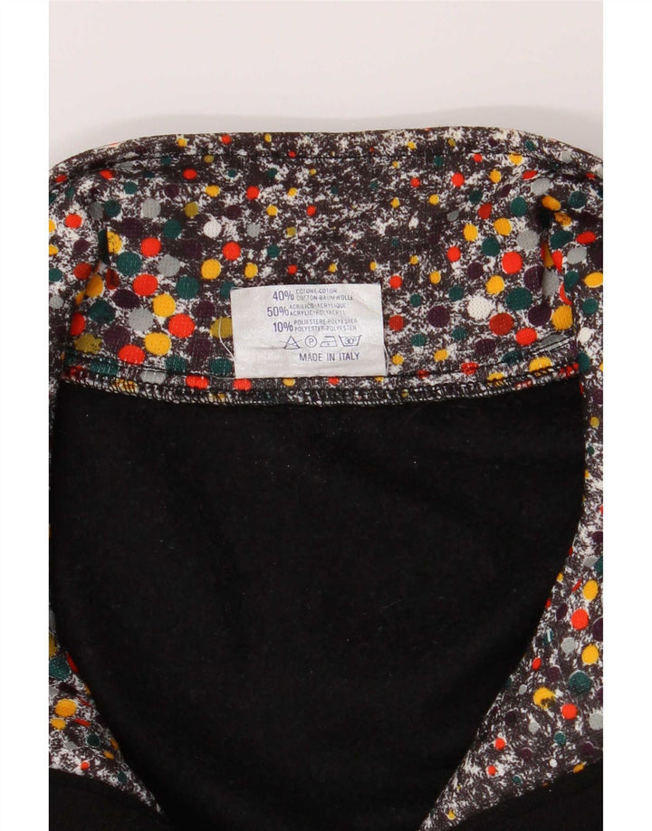 Sportful Womens Button Neck Sweatshirt Jumper IT 46 Large Black Spotted