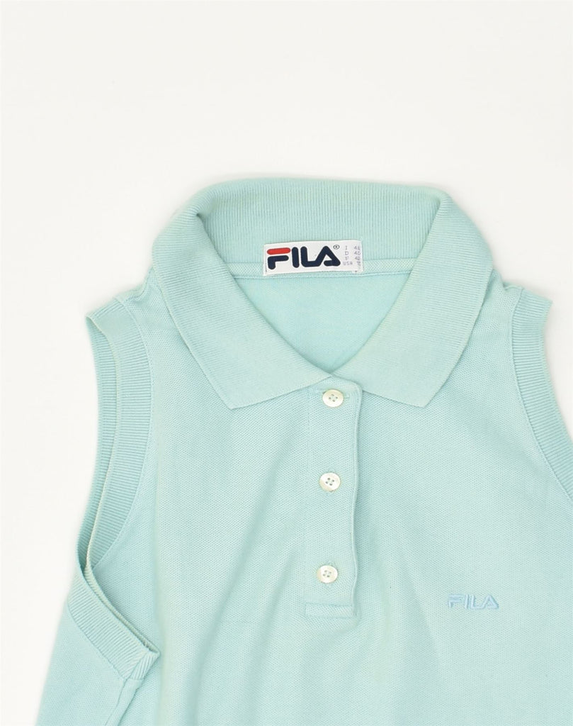 FILA Womens Sleeveless Polo Shirt IT 46 Large Green Cotton | Vintage Fila | Thrift | Second-Hand Fila | Used Clothing | Messina Hembry 