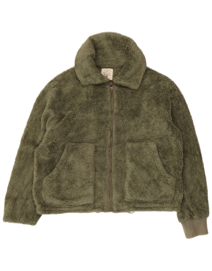 Billabong Womens Oversized Fleece Jacket UK 10 Small Green Polyester