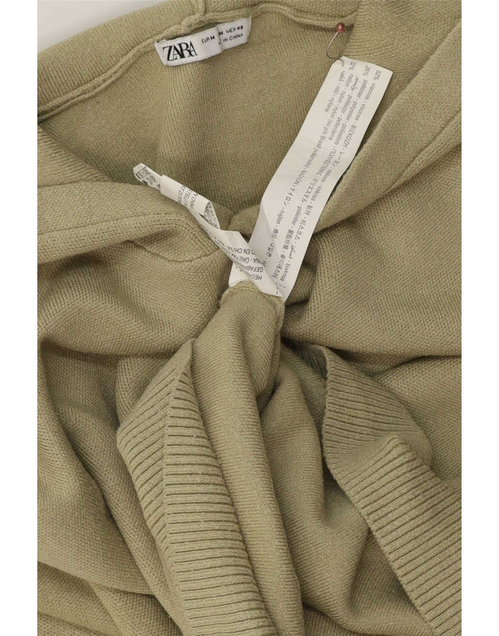 Zara Mens Hooded Jumper Sweater Medium Khaki Viscose