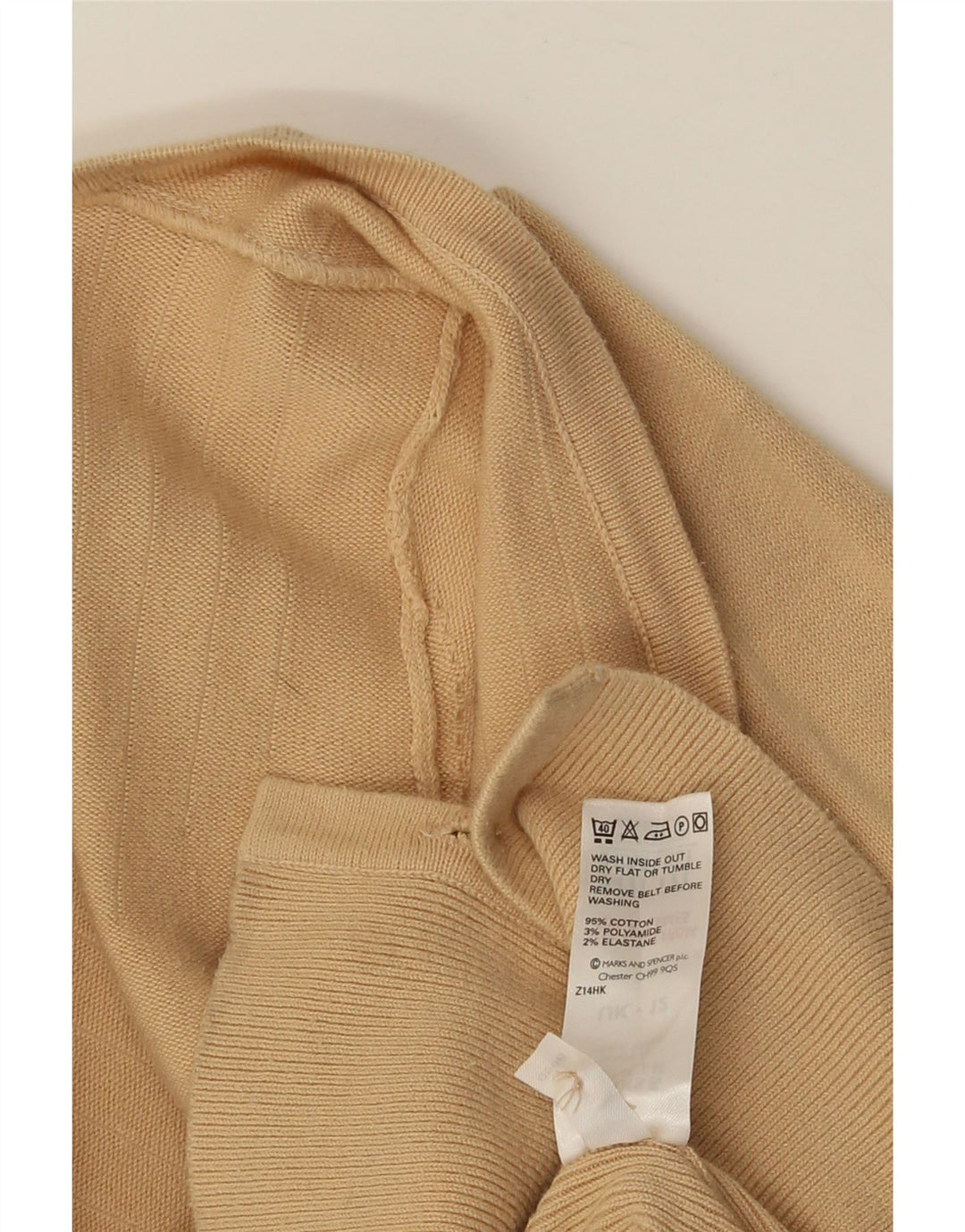 MARKS & SPENCER Womens Crop Cardigan Sweater UK 12 Medium Beige Cotton