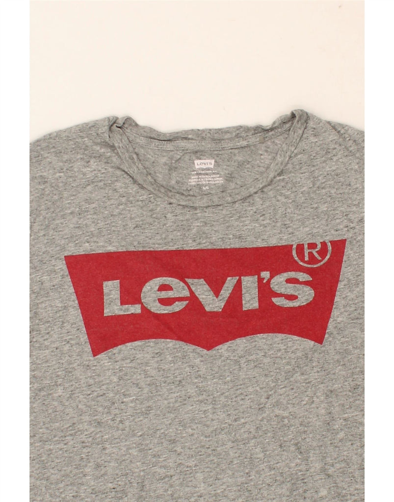 LEVI'S Womens Graphic T-Shirt Top UK 16 Large Grey Flecked Cotton | Vintage Levi's | Thrift | Second-Hand Levi's | Used Clothing | Messina Hembry 