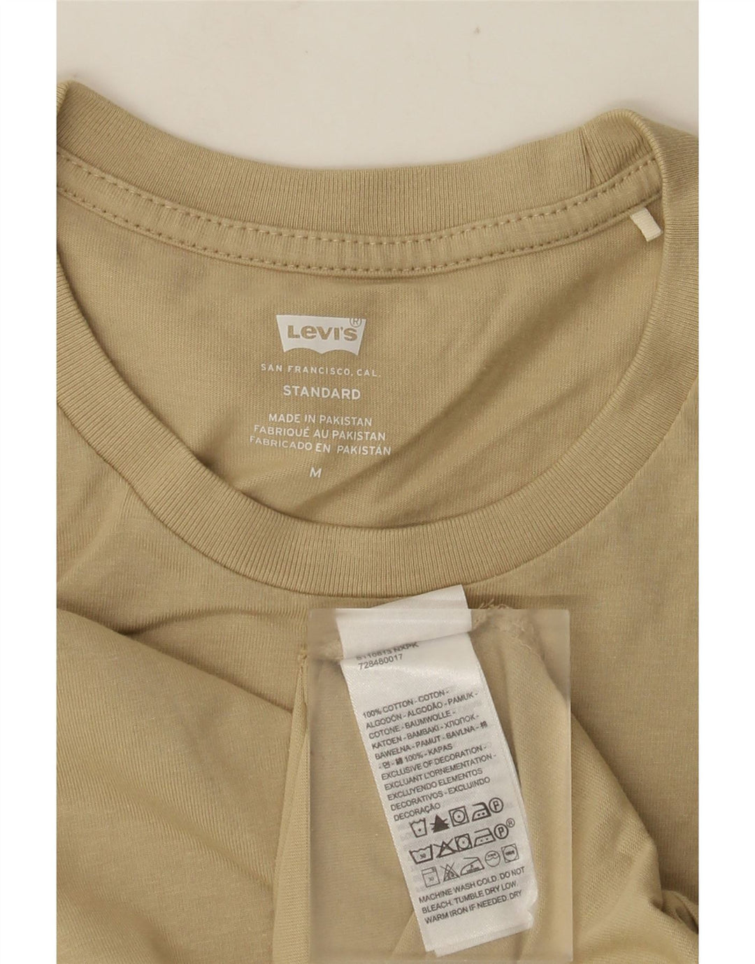 LEVI'S Mens Standard Top Long Sleeve Medium Beige Cotton