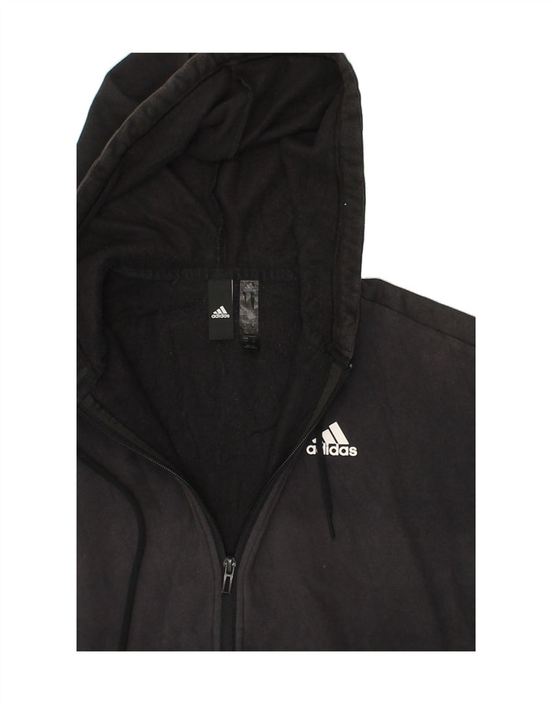 ADIDAS Womens Zip Hoodie Sweater UK 10 Small Black Colourblock Cotton | Vintage Adidas | Thrift | Second-Hand Adidas | Used Clothing | Messina Hembry 