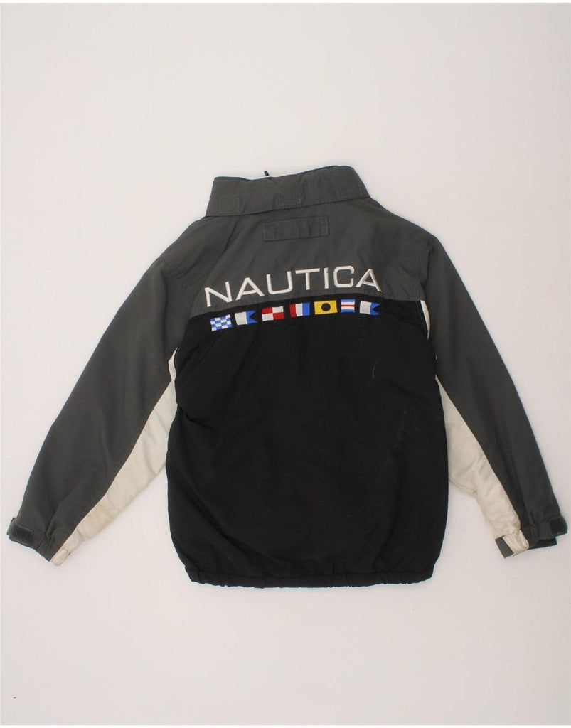 NAUTICA Boys Hooded Windbreaker Jacket 3-4 Years Small  Black Colourblock Vintage Nautica and Second-Hand Nautica from Messina Hembry 