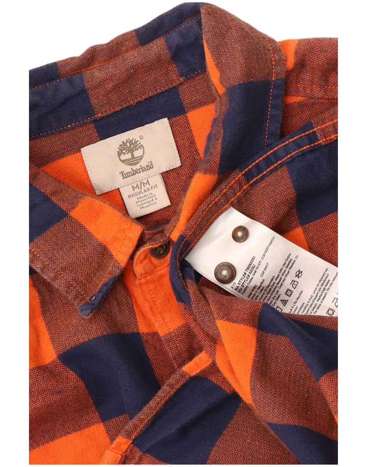 TIMBERLAND Mens Regular Fit Flannel Shirt Medium Orange Check Cotton