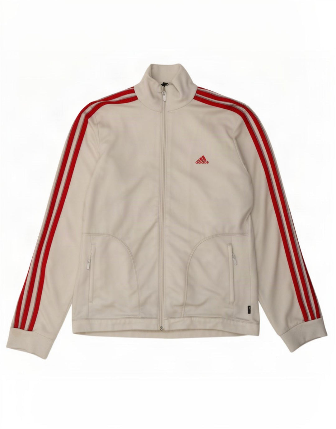 Adidas Womens Tracksuit Top Jacket UK 16 Large White Polyester
