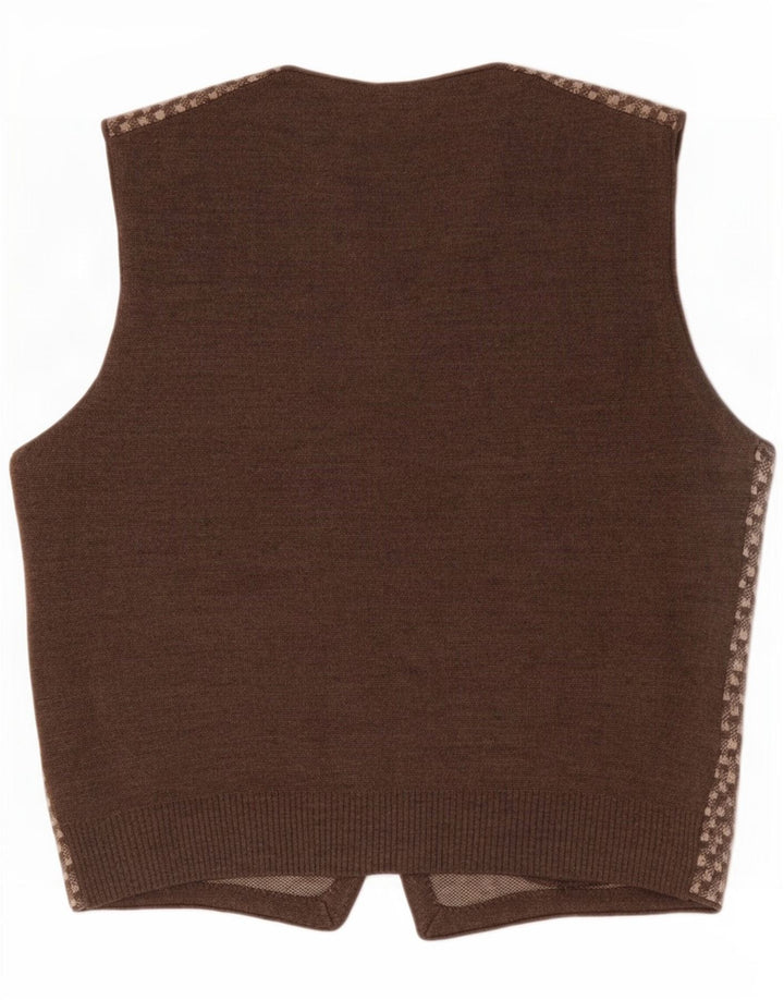 Vintage Mens Waistcoat Medium Brown Geometric