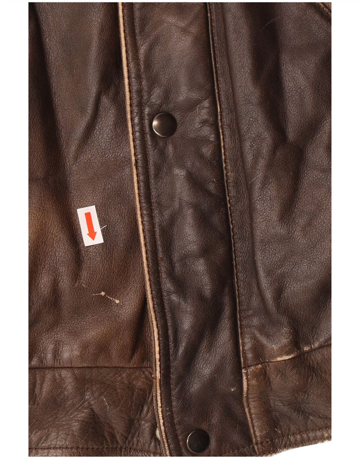 Harajuku Mother Mens Leather Jacket UK 40 Large Brown Leather