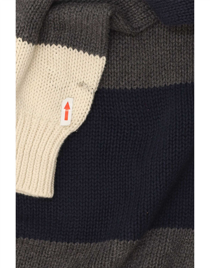 Nautica Mens Turtle Neck Jumper Sweater Large Grey Colourblock Cotton