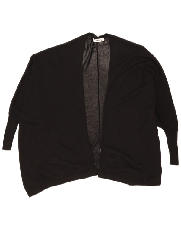 Zara Womens Loose Fit Open Cardigan Sweater UK 10 Small Black Viscose
