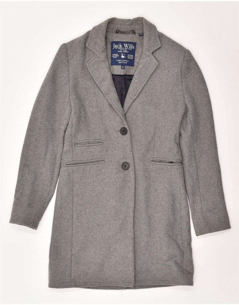 JACK WILLS Womens Overcoat UK 6 XS Grey Wool | Vintage Jack Wills | Thrift | Second-Hand Jack Wills | Used Clothing | Messina Hembry 