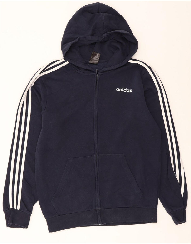 ADIDAS Mens Zip Hoodie Sweater Medium Navy Blue Cotton Vintage Adidas and Second-Hand Adidas from Messina Hembry 
