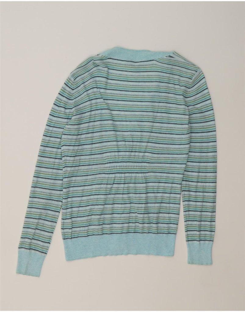 FAT FACE Womens Cardigan Sweater UK 14 Medium Blue Striped Cotton Vintage Fat Face and Second-Hand Fat Face from Messina Hembry 