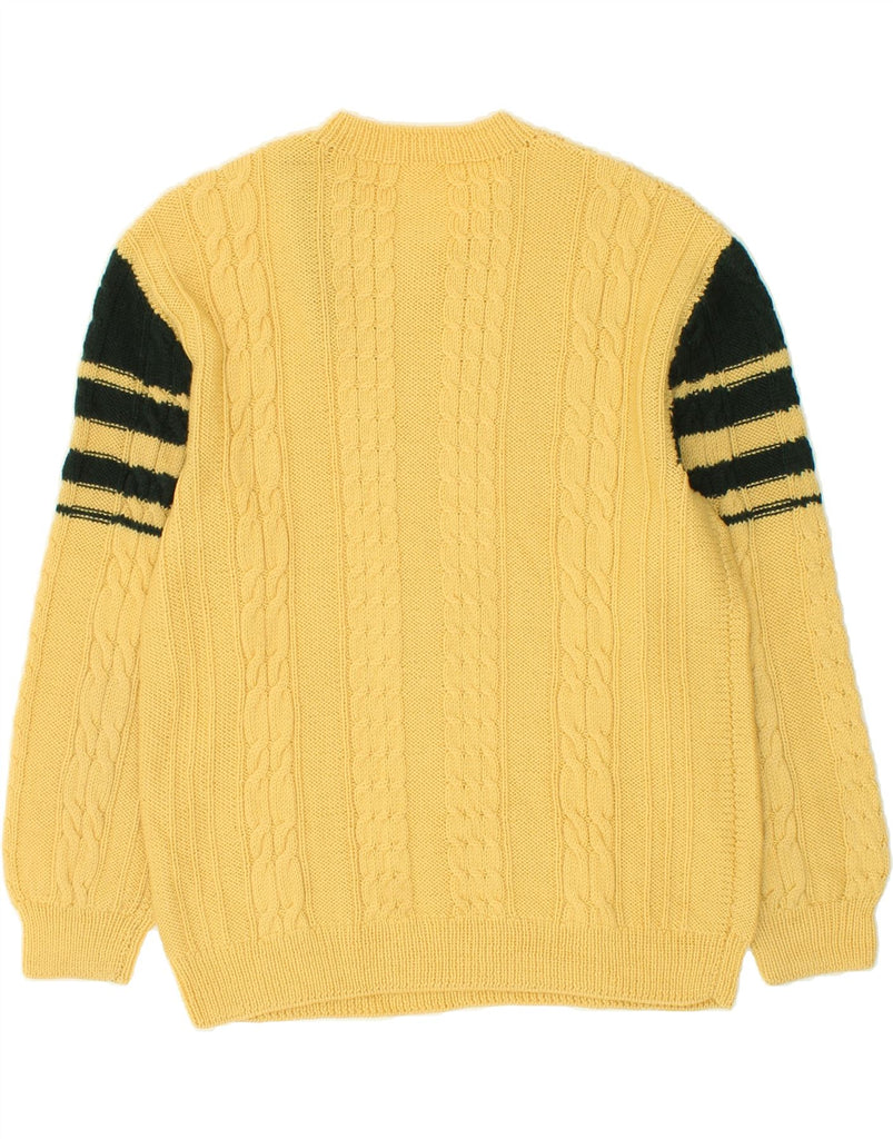 VINTAGE Womens Crew Neck Jumper Sweater UK 16 Large Yellow Colourblock Vintage Vintage and Second-Hand Vintage from Messina Hembry 