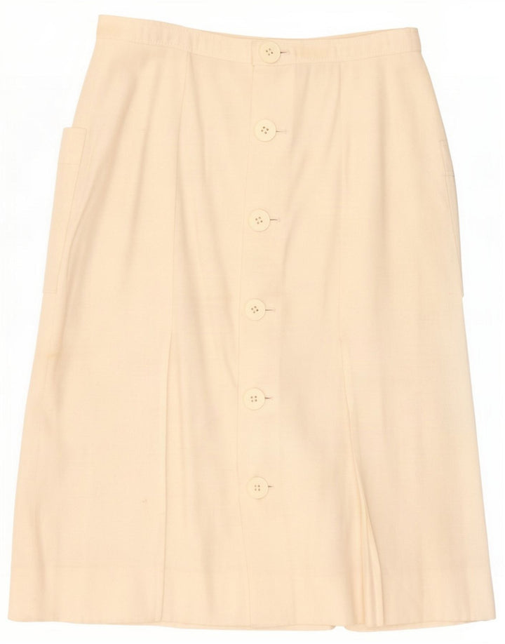 Vintage Womens Midi Skirt Medium W28 Beige