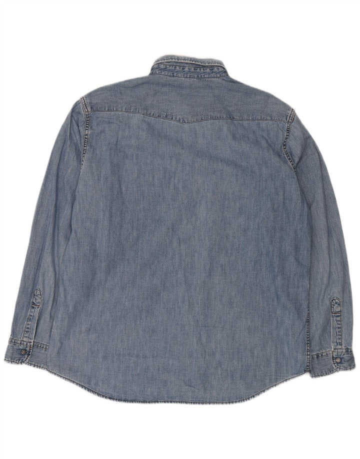 Carrera Mens Western Denim Shirt 2XL Blue Cotton Classic