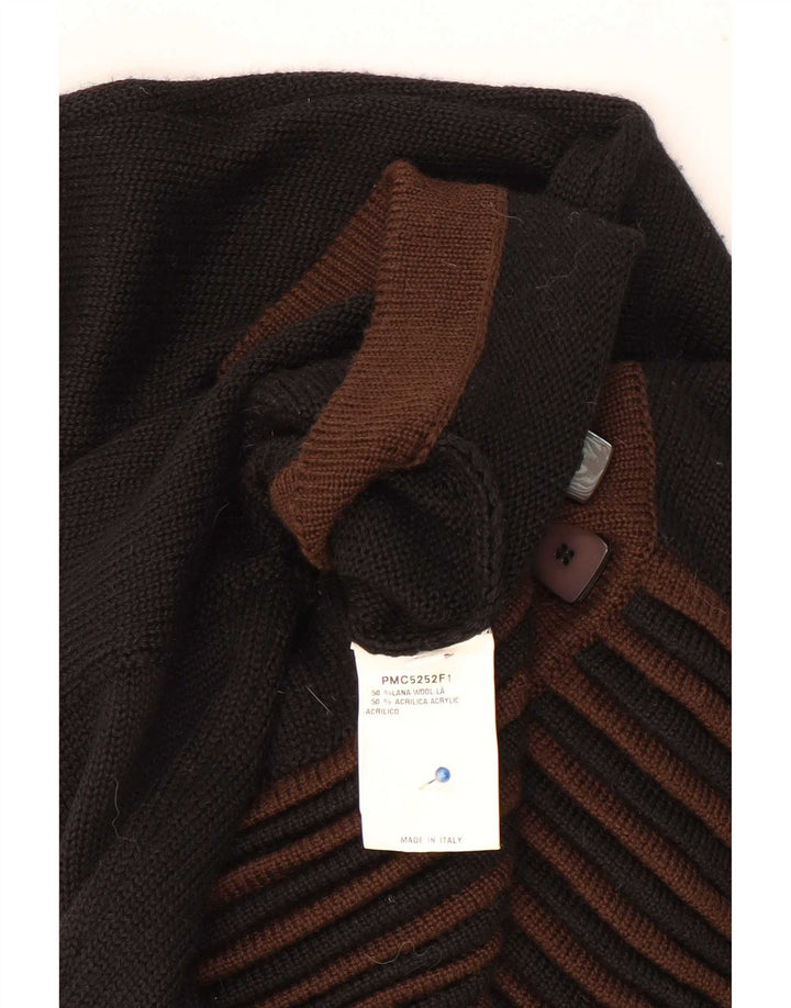 Vintage Womens Crop Cardigan Sweater IT 44 Medium Black Striped