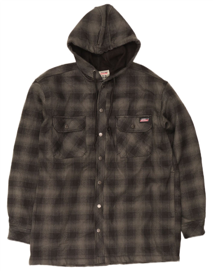 Dickies Mens Hooded Lumberjack Shirt UK 38/40 Medium Grey Check Polyester