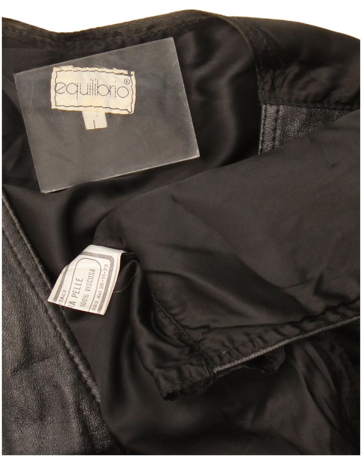 Vintage Mens Leather Waistcoat Large Black Leather