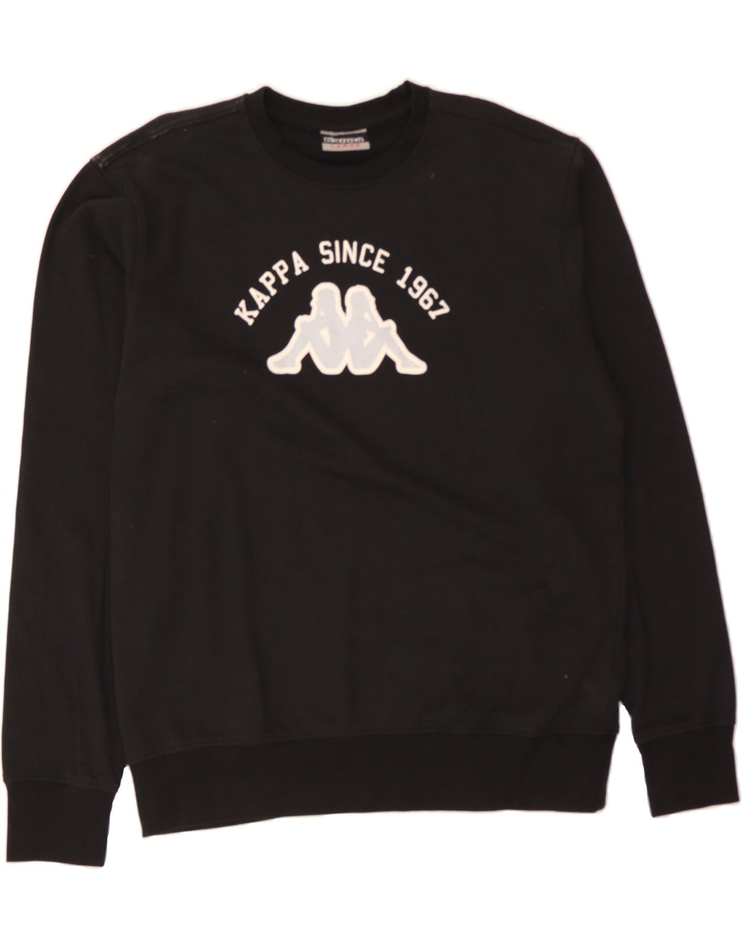 KAPPA Mens Graphic Sweatshirt Jumper Large Black Cotton Vintage Kappa and Second-Hand Kappa from Messina Hembry 