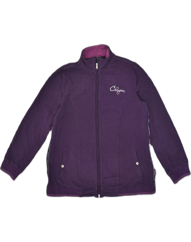 CHAMPION Womens Tracksuit Top Jacket UK 16 Large Purple Cotton | Vintage Champion | Thrift | Second-Hand Champion | Used Clothing | Messina Hembry 