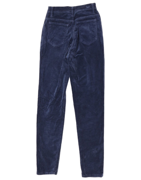 Emmanuel Schvili Womens Velvet Casual Trousers IT 42 Medium W24 L30 Navy Bl