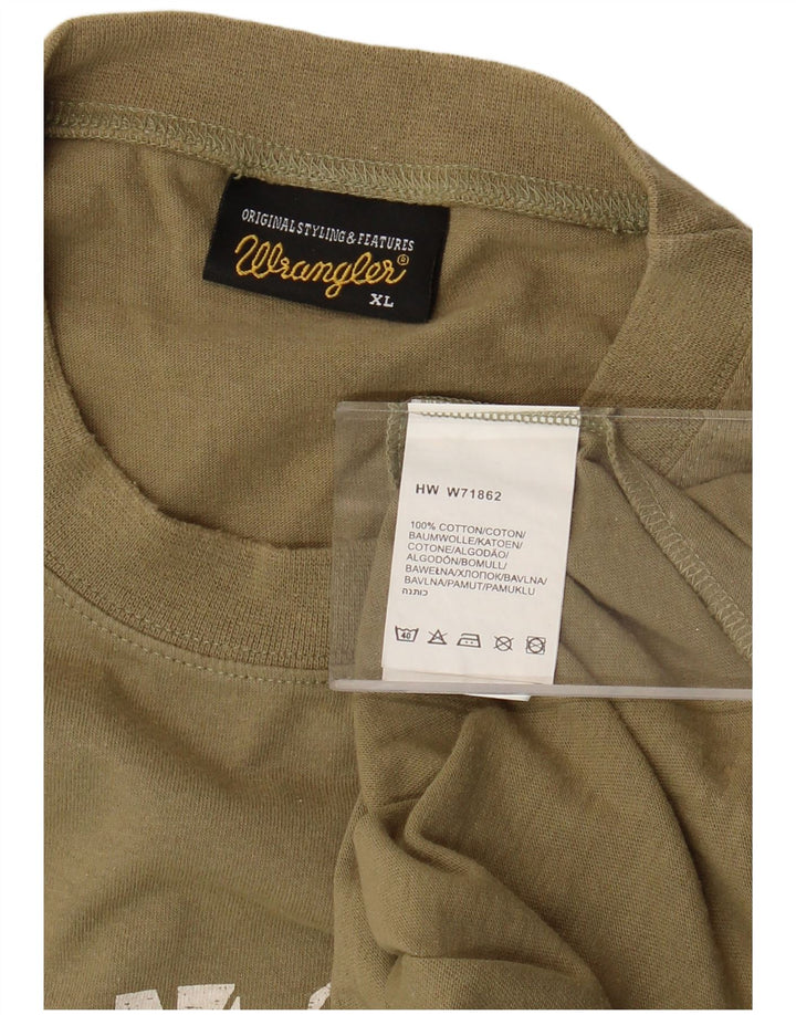 WRANGLER Mens Graphic T-Shirt Top XL Khaki Cotton
