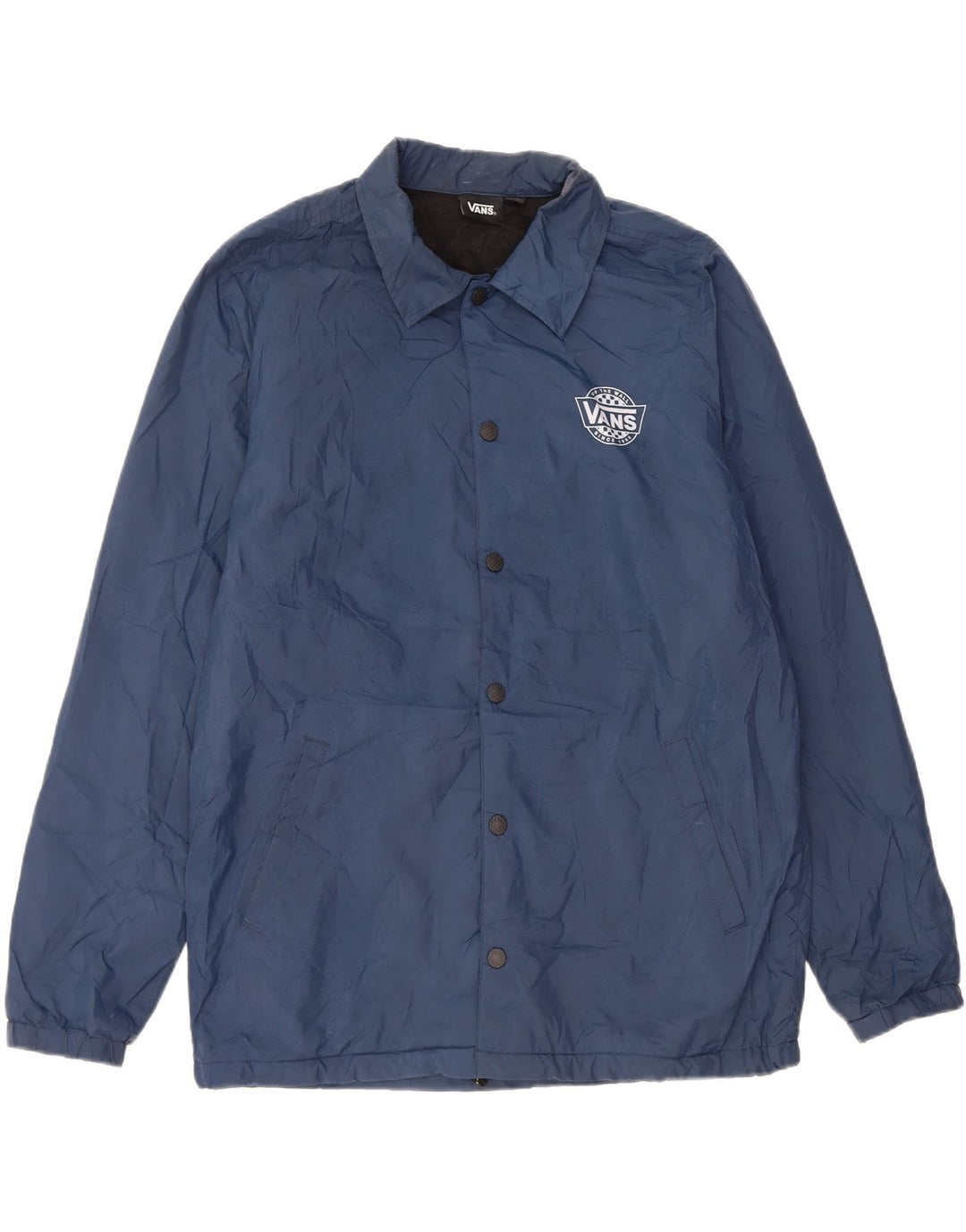 Vans Mens Graphic Bomber Jacket UK 38 Medium Navy Blue Polyester